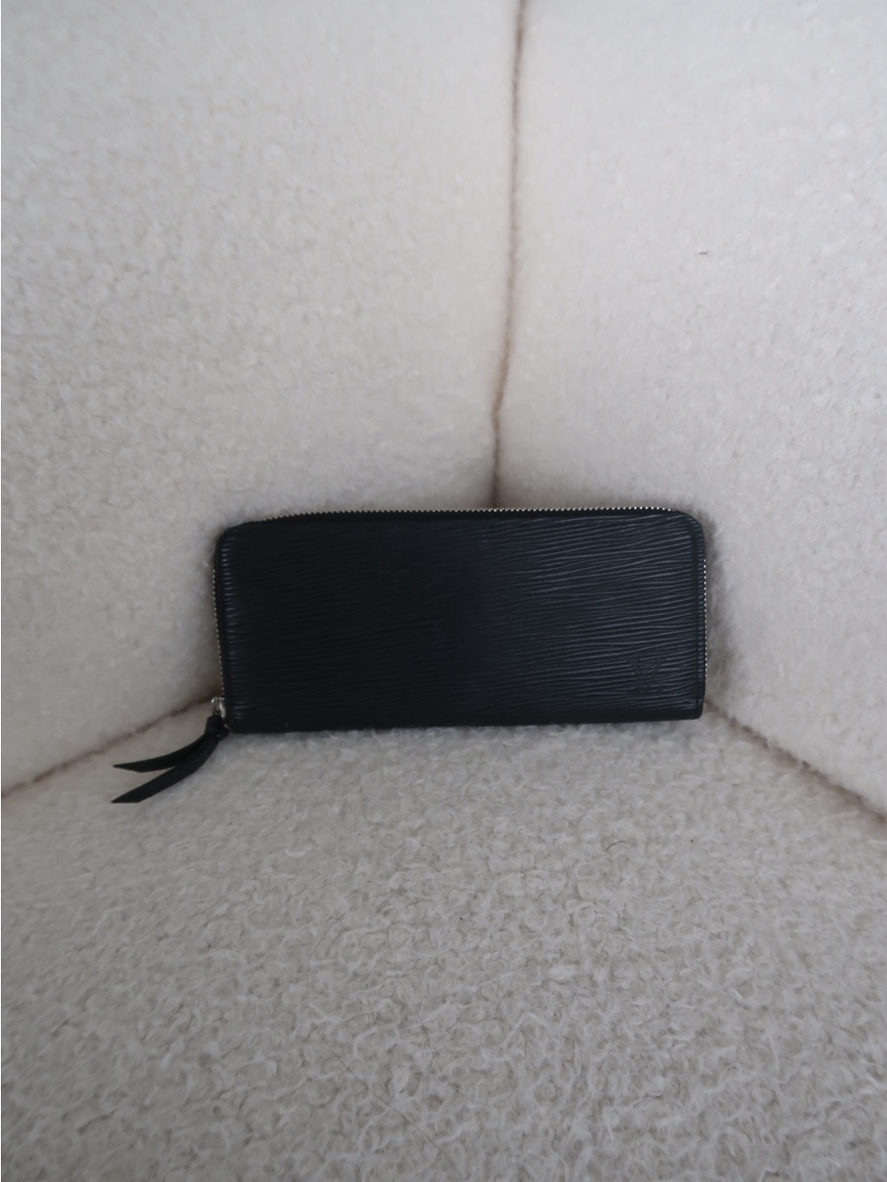 Black Zip-Around Textured Leather Wallet - Women Accessories